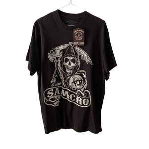 Sons of Anarchy Black T Shirt Reaper SAMCRO Crew Neck Bikercore Edgy Y2K